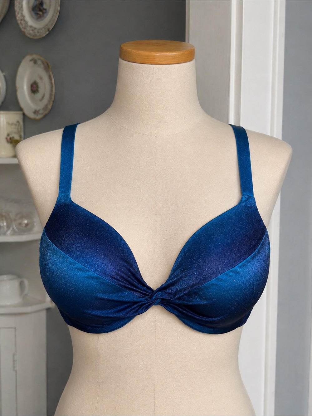 Victoria Secret Blue Satin Push-Up Bikini Top-NWT